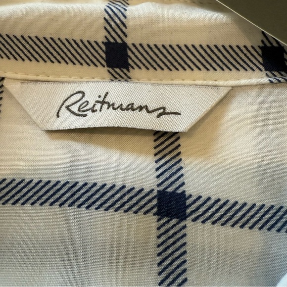 Reitmans Shirt Blue and White Plaid Button Down Top Women's Size 9 - Picture 8 of 10